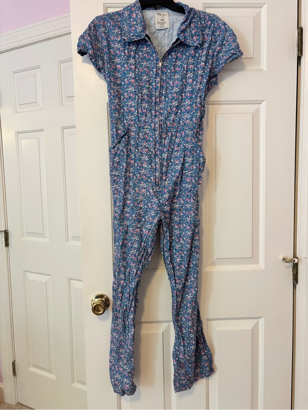 Anthropologie Afternoon Blue Floral Jumpsuit